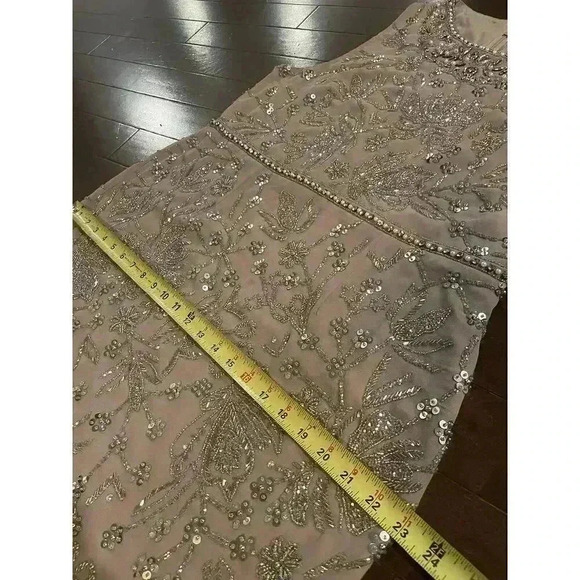 Mac Duggal Sleeveless Midi Dress 14 Embellished High Neck Lilac Beaded Formal - Picture 14 of 16